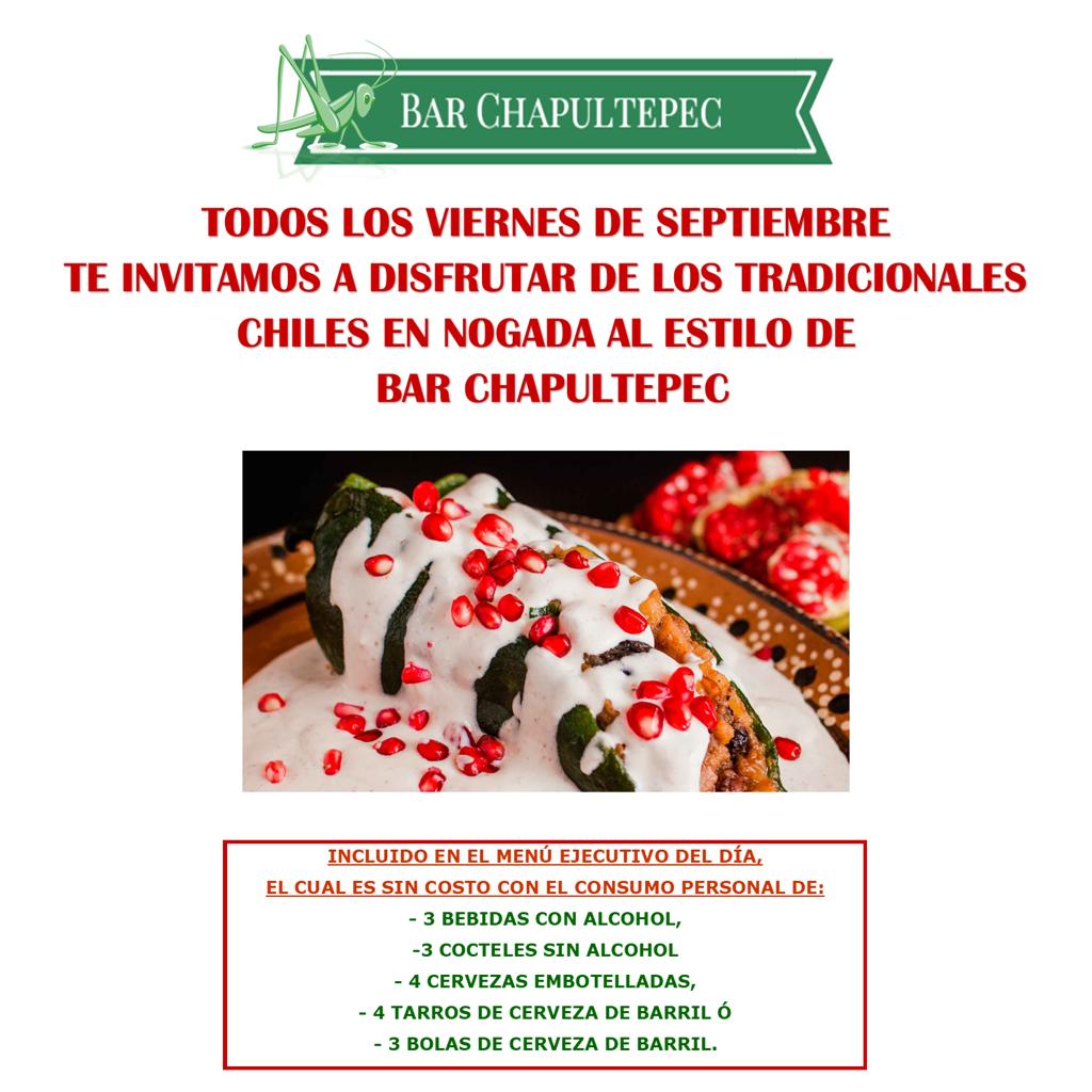 Disfruta septiembre en el Bar Chapultepec.