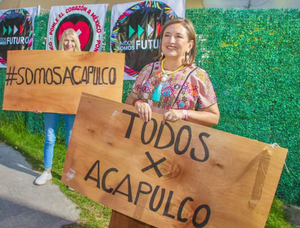 La ingeniera y senadora de la República Xóchitl Gálvez participa en el apoyo a los damnificados  que dejó el huracán Otis en Acapulco.