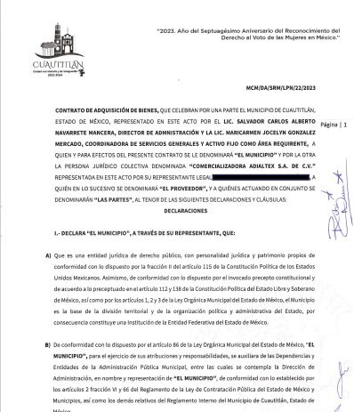 Un ejemplo de ello es el contrato correspondiente a la licitación MCM/DA/SRM/LPN/22/2023