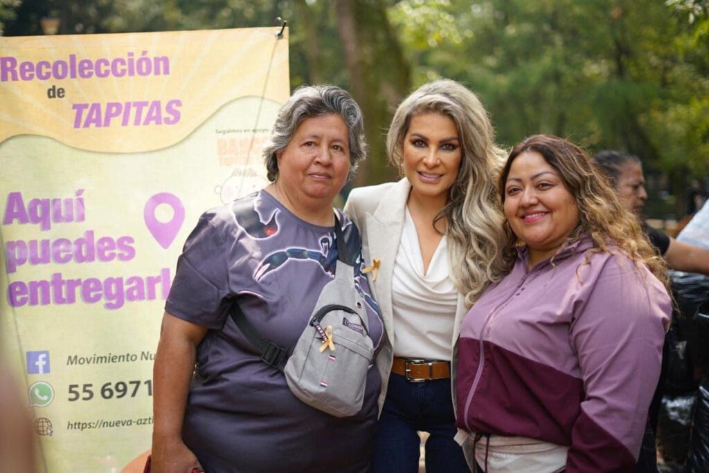 Recolecta Nueva Aztlán 1.5 toneladas de tapitas de plástico en Tapatón 2024. Al evento asistió la presidenta del PRD en la capital del País, diputada local Nora Arias Contreras.