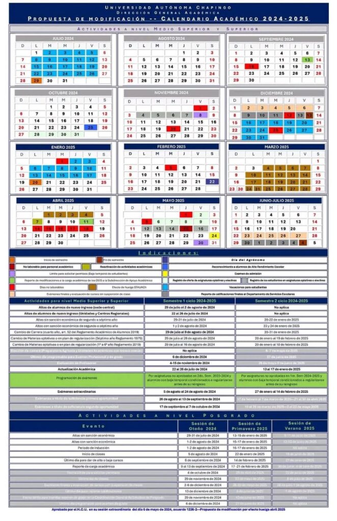 Chapingo ajusta su Calendario Académico 2024-2025 para garantizar cumplimiento normativo y continuidad de estudios.