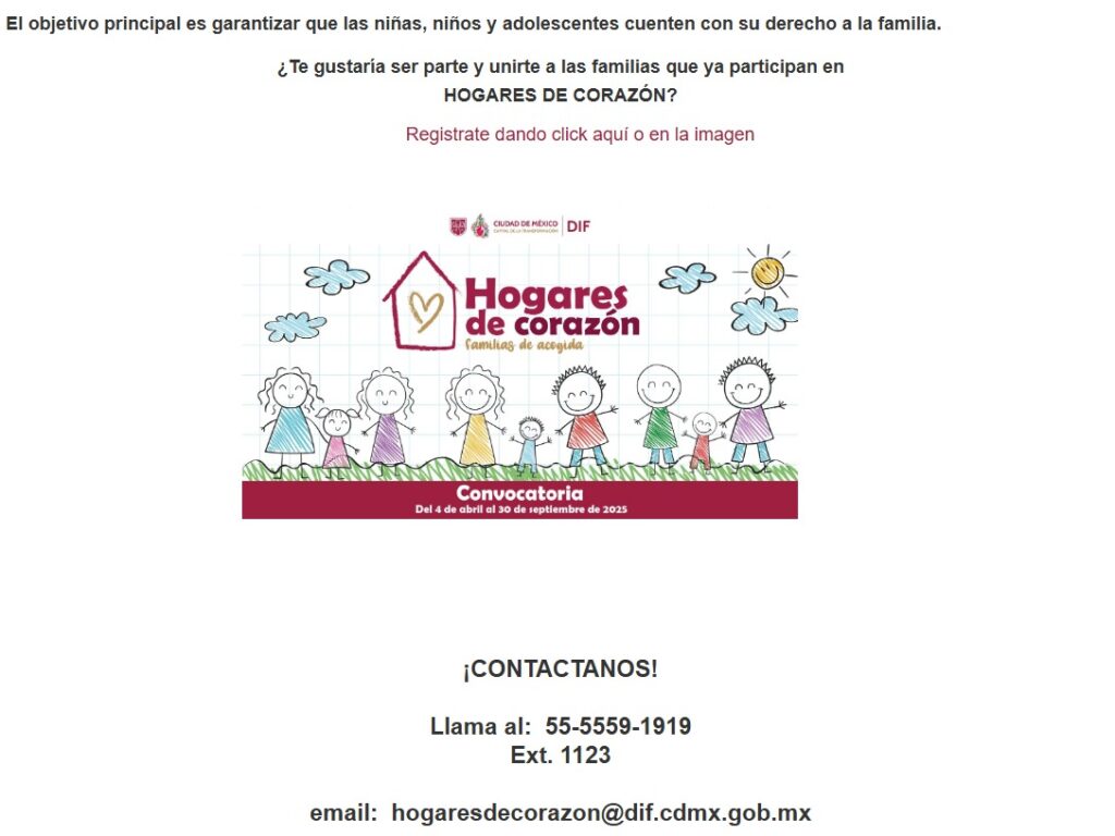Inicia en DIF Ciudad de México cuenta regresiva para registro en “Hogares de Corazón”. Matrimonios, familias uniparentales, homoparentales, incluso personas solteras, pueden ser una familia de acogida temporal si cumplen con los requisitos.