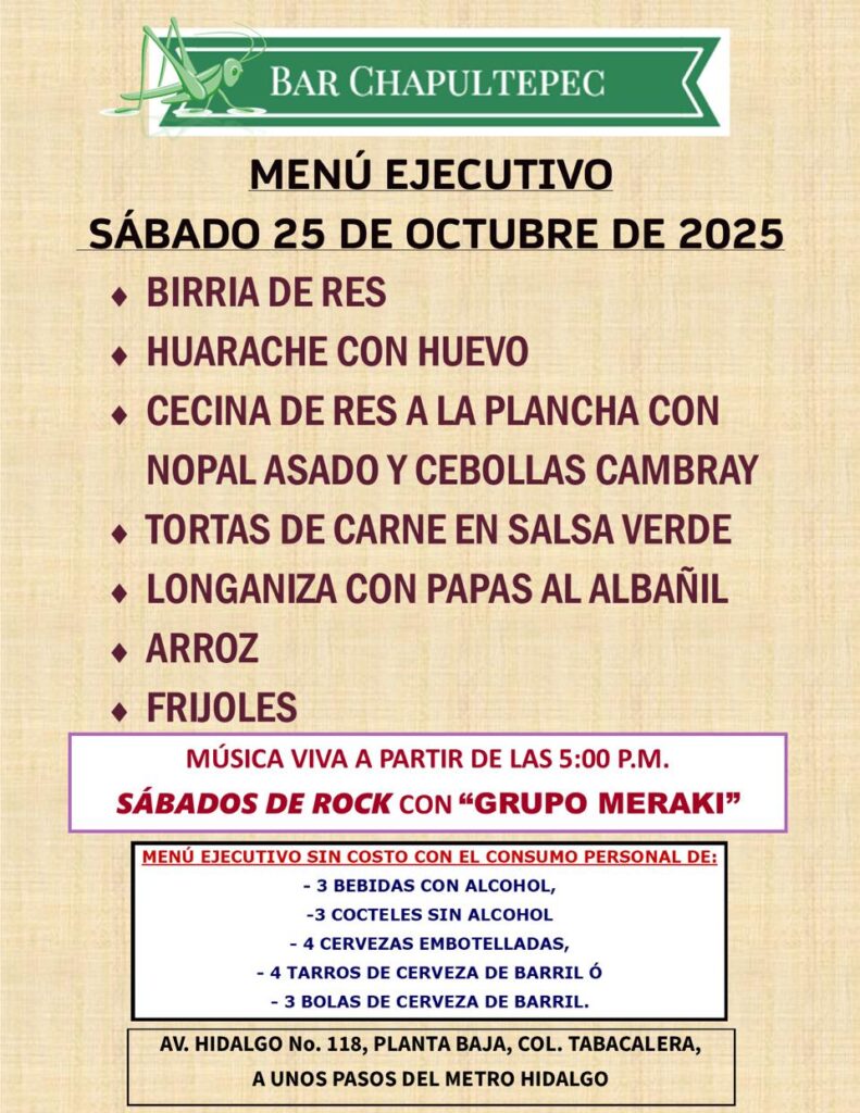 Celebra la vida y la salud, el Día de Muertos, en tu Bar Chapultepec.