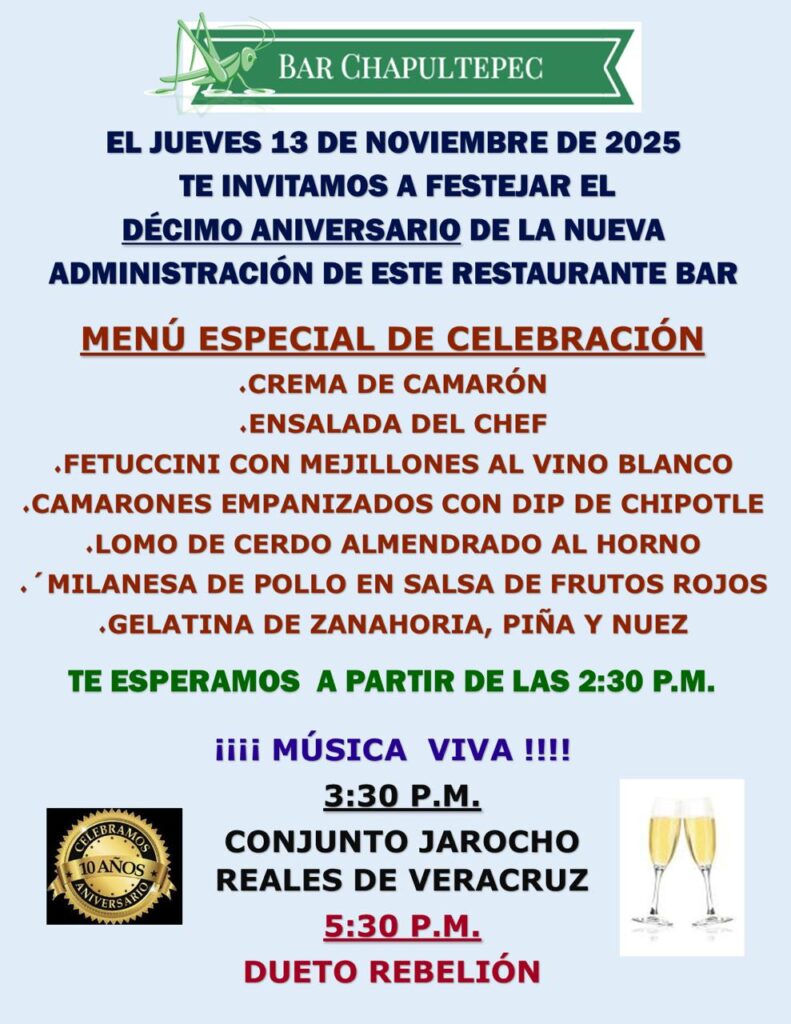 Está de fiesta tu Bar Chapultepec, celebra con amigos y familiares ¿Hay que ir!