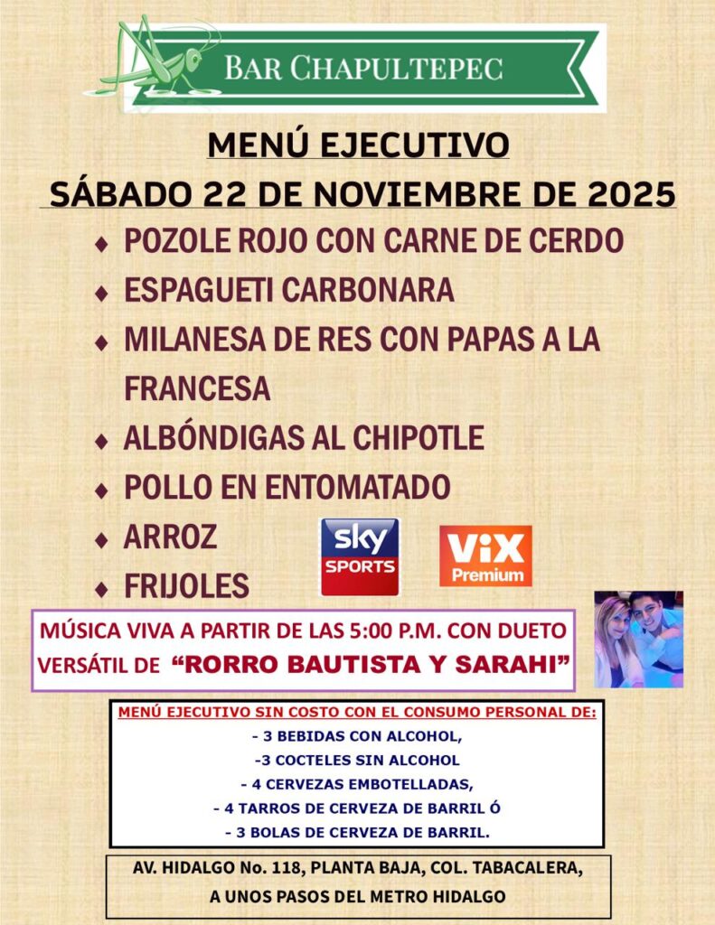 Celebra en tu Bar Chapultepec.