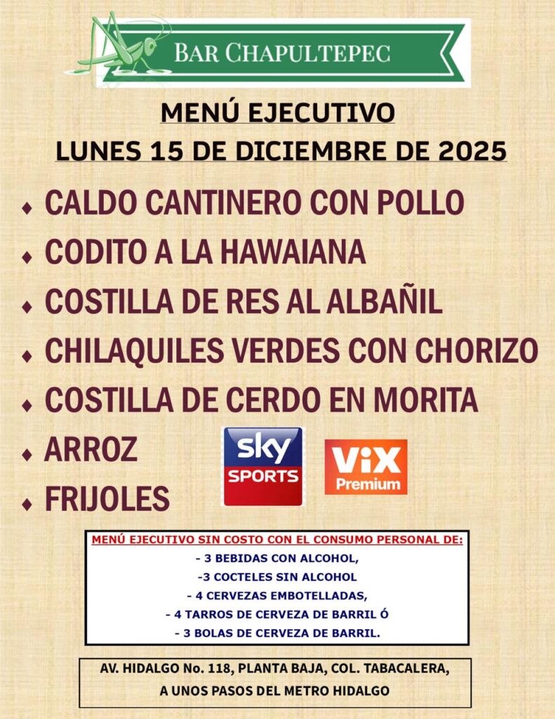 Celebra las posadas en tu Bar Chapultepec.