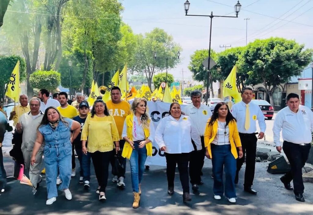 Ondean las banderas del PRD CDMX en la Alcaldía Xochimilco.