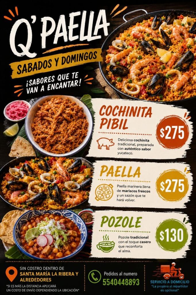 Disfruta los fines de semana los ricos platillos de QPaella.