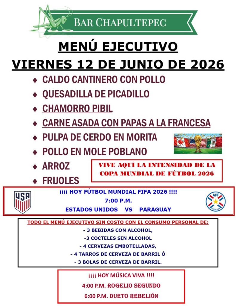 Vive la euforia mundialista en tu Bar Chapultepec.