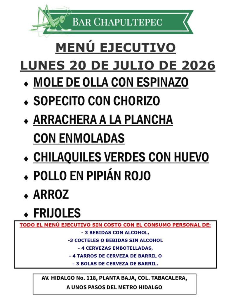Tienes una cita en tu Bar Chapultepec. La mejor botana de la colonia Tabacalera.