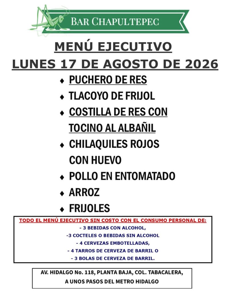 Disfruta con familiares y amigos en tu Bar Chapultepec.