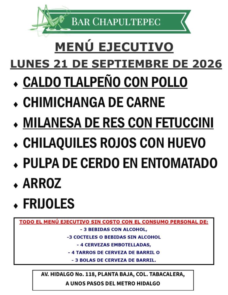 Disfruta el Mes Patrio en compañía de amigos en tu Bar Chapultepec.